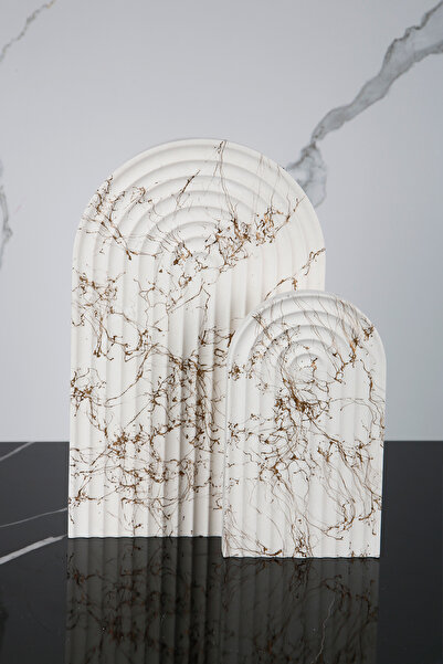 betonmall مجموعة تقديم خرسانية منقوشة بالرخام مكونة من قطعتين