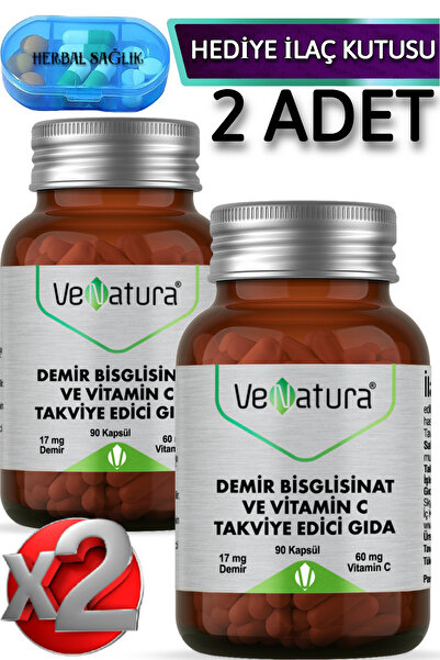 VeNatura 2 Adet Demir Bisglisinat ve Vitamin C Tablet 90 Adet
