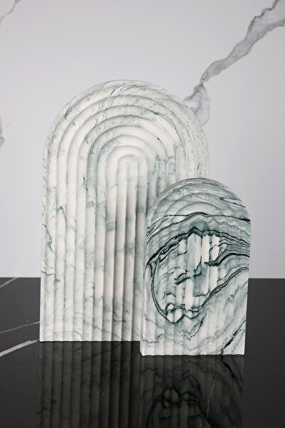 betonmall مجموعة تقديم خرسانية منقوشة بالرخام مكونة من قطعتين