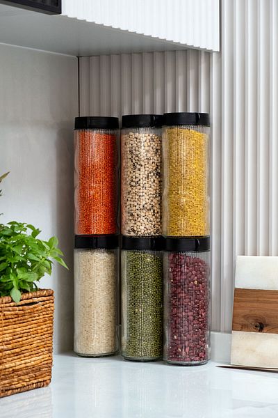 La Casa Art 6-Piece Glass Striped Large Size Jar Storage Container