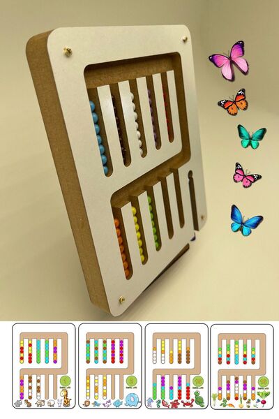 Mim Ar Design Montessori Manyetik Renkli Toplar Kodlama Ahşap Eğitici Oyuncak Zeka Kartları Kodlarama