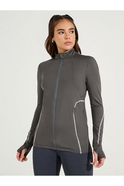 Styli Tonal & Contrast Stitch Jacket with Zip Pockets