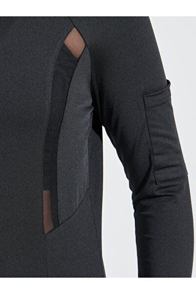 Styli Mesh Detail Arm Sleeve Pocket Zip-Up Jacket