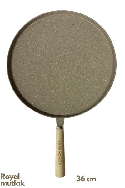 ThermoAD 36 cm Mink Pancake Pan - Granite Casting, Wooden Handle