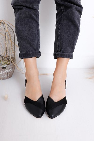 Hayalimdeki Ayakkabı Pantofi din piele intoarsa neagra cu toc Leslie