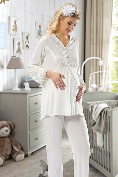 Sistina Ecru Maternity Pajama Set - 1604 - Size S 561135