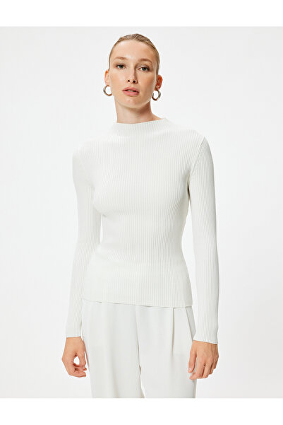 Koton Základní pletený svetr s límečkem s dlouhým rukávem