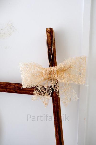 Partifabrik Φυσικό Ψάθινο Φιόγκο Χριστουγεννιάτικο Διακοσμητικό Δέντρο 20 cm 1 τεμ