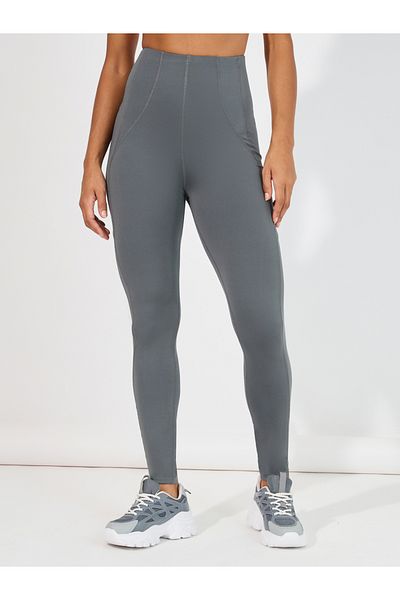 Styli Stitch Detail Back Waist Zipper Pocket Leggings