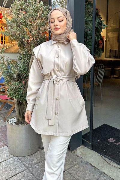 Oven Beige Lixa Trench Coat - Buttoned and Lined