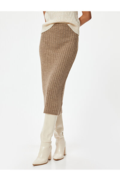 Koton Strick-Bleistiftrock in Midilänge mit Standardtaille