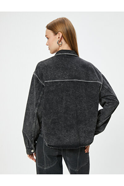 Koton Τζιν μπουφάν με πέτρινη λεπτομέρεια - με αξεσουάρ τσέπης και κουμπιών