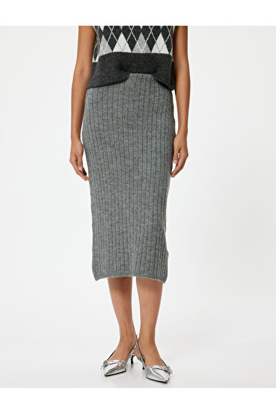 Koton Standardní tužková sukně z midi úpletu do pasu