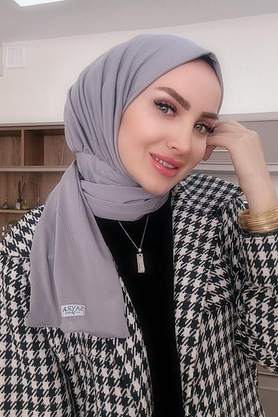 SAYRA Gray Lycra Shawl Women's Shawl - Ready Snap Fastener, Syr008