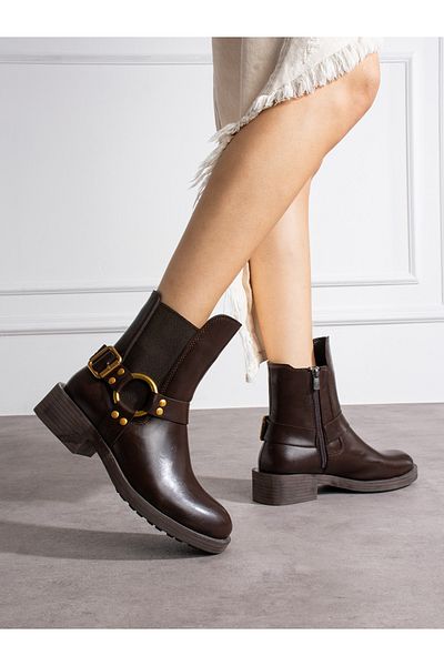 Alemdar Shoes Γυναικείες μπότες GLOW Brown Buckle Detail