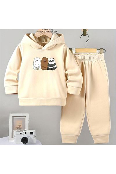 BENROMA Children's Tracksuit Set 3 Bears Printed Unisex Oversize Fit