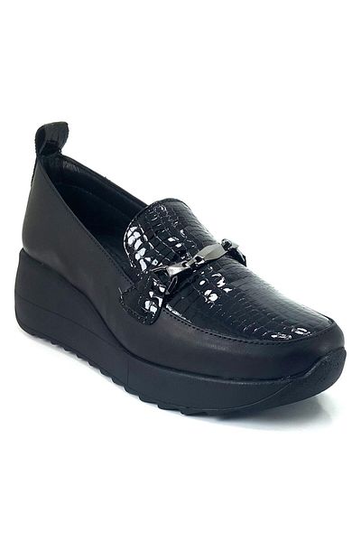 Mammamia Pantofi casual de damă 24ka din piele naturală de porumb neagră