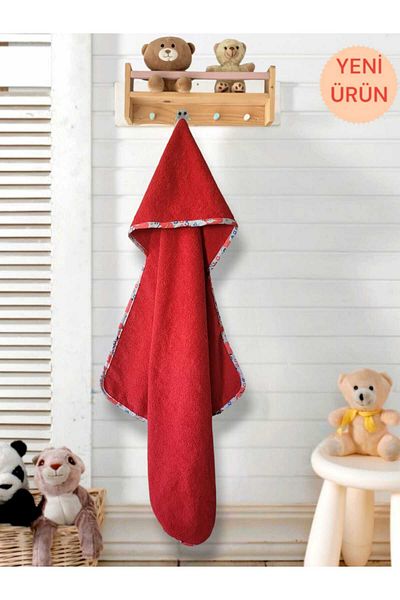 Alpar Tekstil Outlet Cotton Girl-Boy Newborn-Baby Bath Towel Swaddle Plain/Red
