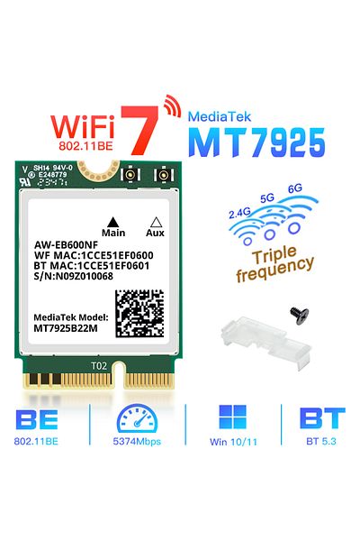 fenvi Mt7925 Wifi 7 Mt7925 Wifi 7 Network Card 5400mbps For Bluetooth 5.3 Tri Band 2.4g 5ghz 6ghz M.