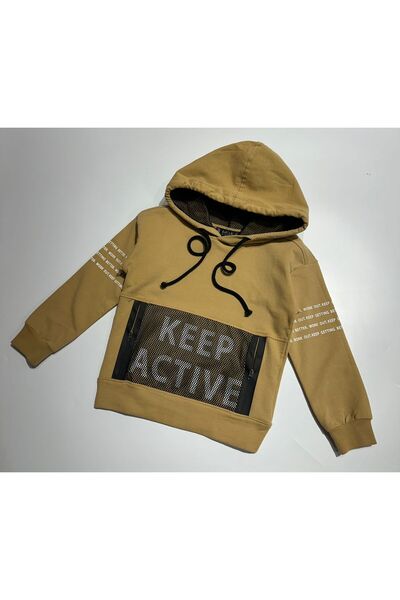 BOBBY JR KİDSWEAR Φούτερ για αγόρια με τύπωμα με κουκούλα με τσέπη καγκουρό, ...