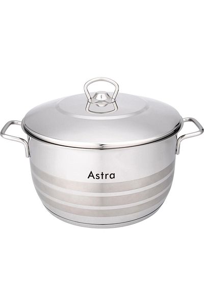 Astra Casserole 22x12cm - 4.5 Liter Capacity -18/10 Cr-Ni Stainless Steel - Silver