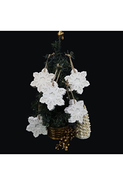 Kaju Creative Concrete Christmas Ornament - White Snowflake Set of 5