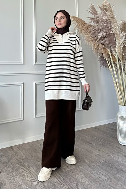 InStyle Σετ πλεκτό ριγέ λαιμόκοψη Bitter Brown