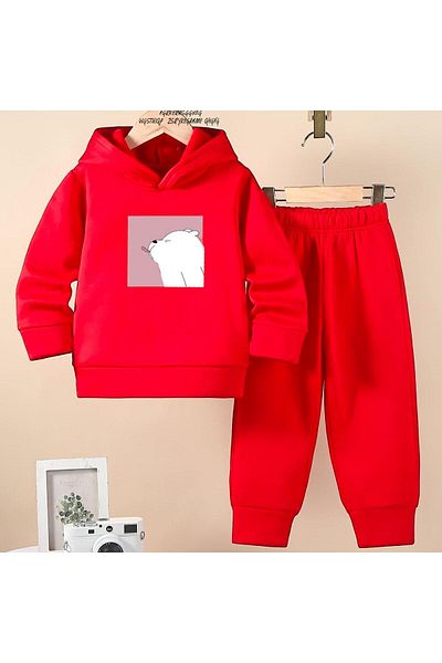 BENROMA Unisex Kids Tracksuit Set - Tongue Out Dog Print, Oversize Fit