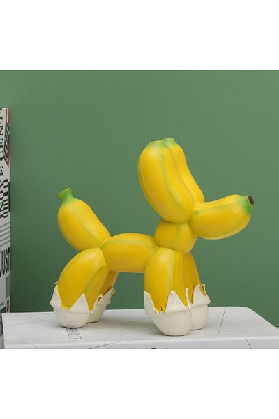 Choice xiangjiaoqi 1pc Creative Banana Balloon Dog Ornament, Home DesktopIndoor Sculpture Resin Crafts,Cute