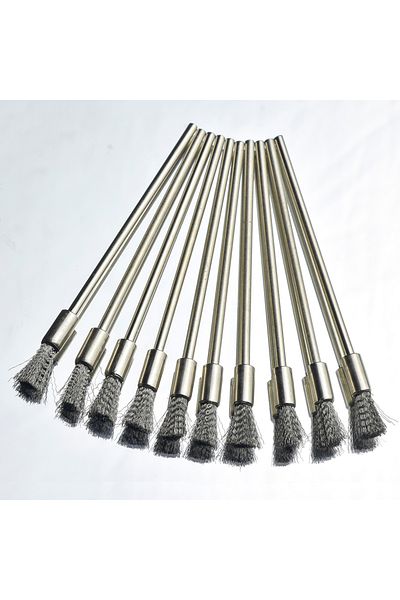Choice 10pcs Stainlesssteel Brush 10/30/50pcs Pen Wire 100mm 3.0 Round Long Shank Steel Cleaning End Rotary