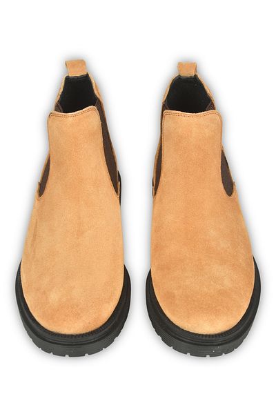 DeepSEA Men's Camel Elastic Sides Suede Leather Orthopedic Sole Chelsea Boots 2509938
