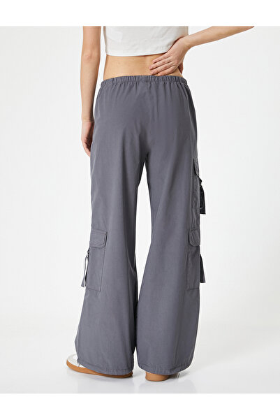 Koton Oversize Paraşüt Pantolon Düşük Bel Geniş Paça Kargo Cepli Pamuklu