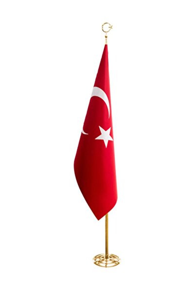 bayrakal Makam Bayrağı, 225cm Sarı Direkli, Simsiz Makam Türk Bayrağı