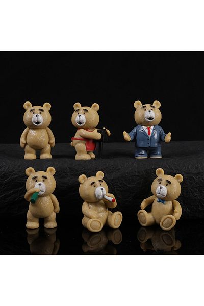 Choice 6pcs/set Teddy Bear Figures Anime Cartoon Bear Doll Toys Ornaments Teddy bear doll Teddy bear orn...