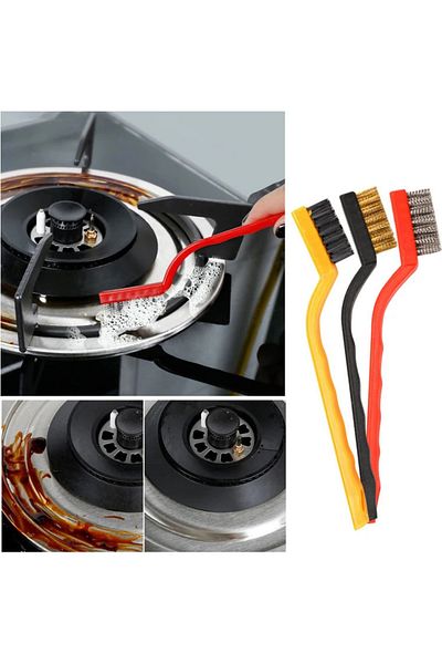 BARENDA 3 Pieces Multi-Purpose Multi-Fine Cleaning Brush Between Joints Bathroom Kitchen Sink Detail Cleaning Brush