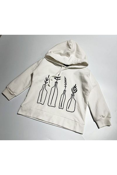 BOBBY JR KİDSWEAR Vase Embroidered Hooded Oversize Girl's Sweatshirt 3/9 Years