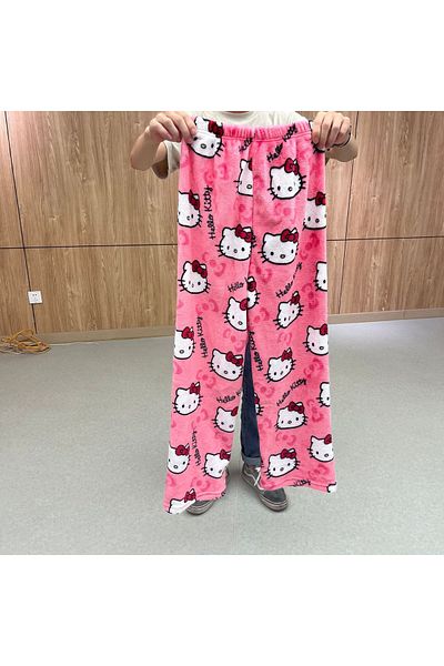Choice Sanrio Christmas Hello Kitty Pajamas Halloween Flannel Fashion Trouserswomen Kawaii Woolen Anime ...