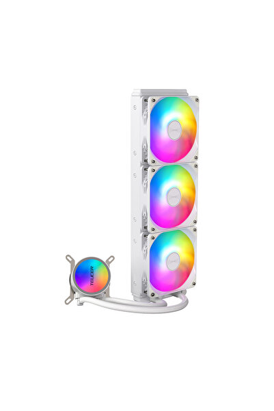 Choice مبرد مائي أبيض من نوع TEUCER AF-360 للكمبيوتر الشخصي، مزود بمروحة RGB ...