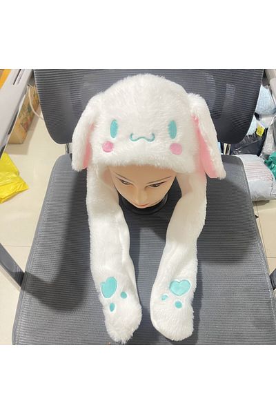 Miniso Melody Winter Soft Plush Hat Kawaii Sanrio Hello Kitty Melody Cinnamoroll Kuromi Ear Moving H