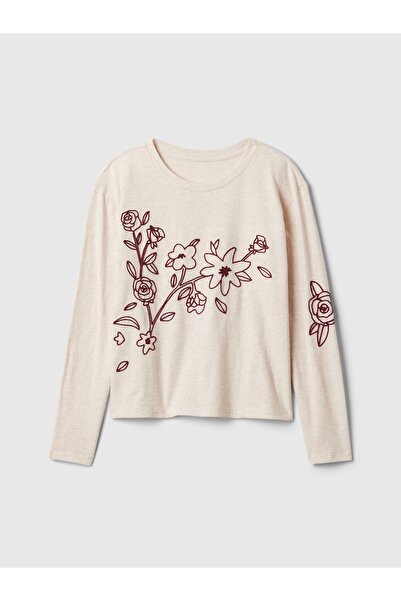 GAP Kız Çocuk Bej Grafik T-Shirt