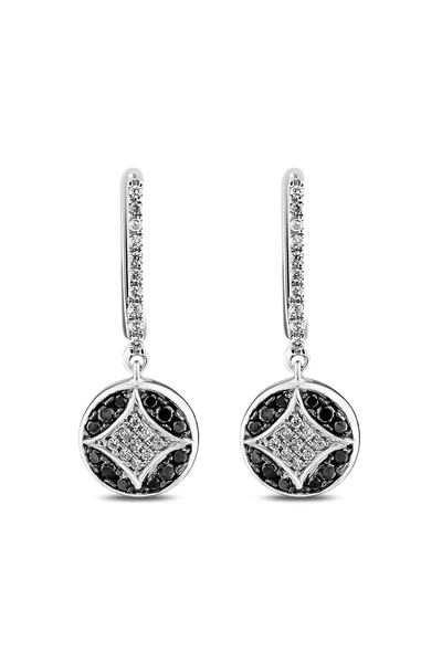 Ariş Siyah Beyaz Pırlanta Küpe