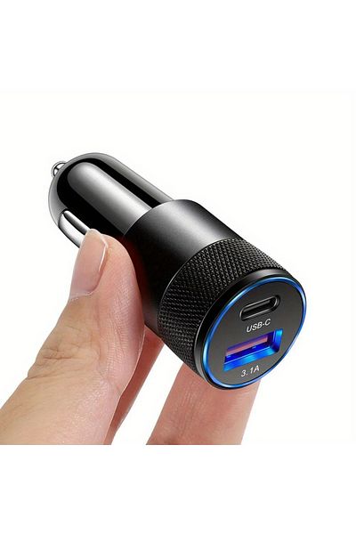 DIXSG 1pcs Quick Charge Dual-port Car Adapter-usb & Usb-c-universal Compatibility-safety Features-stylish