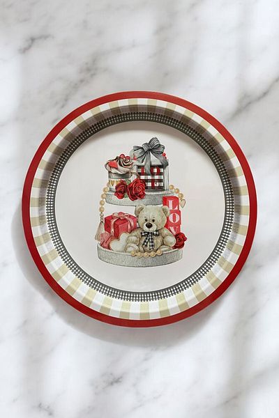 EVLE Love, Love, Love Patterned Round Metal Tray 37 cm