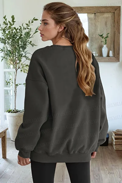 Millionaire Γυναικείο φούτερ Smoked Dreamer με στάμπα 0 Crew Neck Oversize Loose Loose Fleece