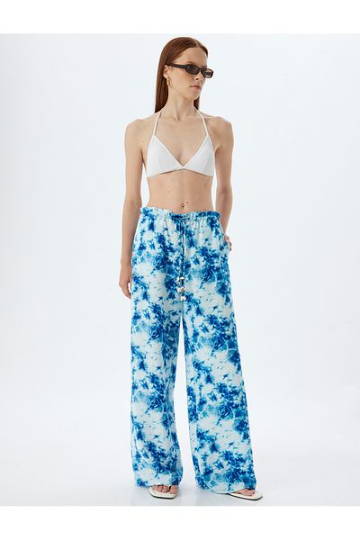 Koton Şahika Ercümen Viscose Wide Leg Trousers - Tie-dye Patterned