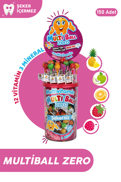 Multiball Zero Şekersiz Lolıpop Multivitamin