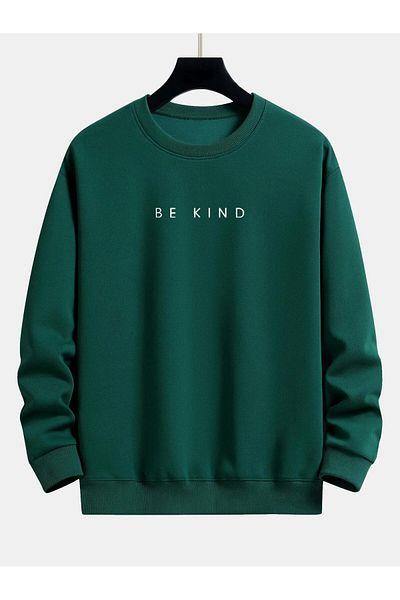 KUAS Unisex Γυναικεία/Ανδρικά BE KIND Oversize Crew Neck 3 νήματα βαμβακερό φούτερ