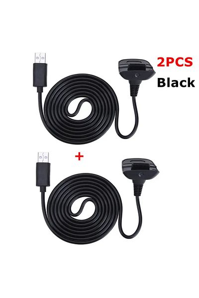 ALLOYSEED Black 2PCS USB Wireless Cable Charging Game Controller Gamepad Joystick Power Supply Charger Cable g