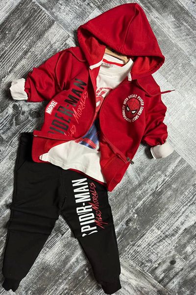 SPIDERMAN Boy's 3-Piece Hooded Spiderman Top and Bottom Set - 2 Thread