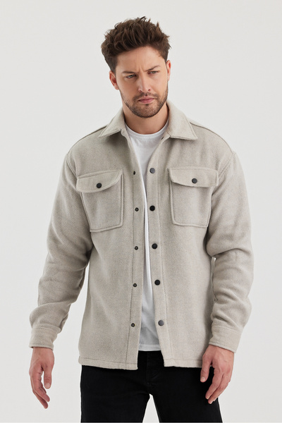 Tarz Cool Men's Double Pocket Covered Stamp Jacket Shirt